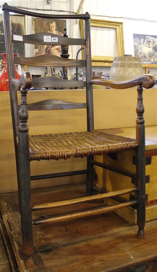 Ladder back chair with rush seat